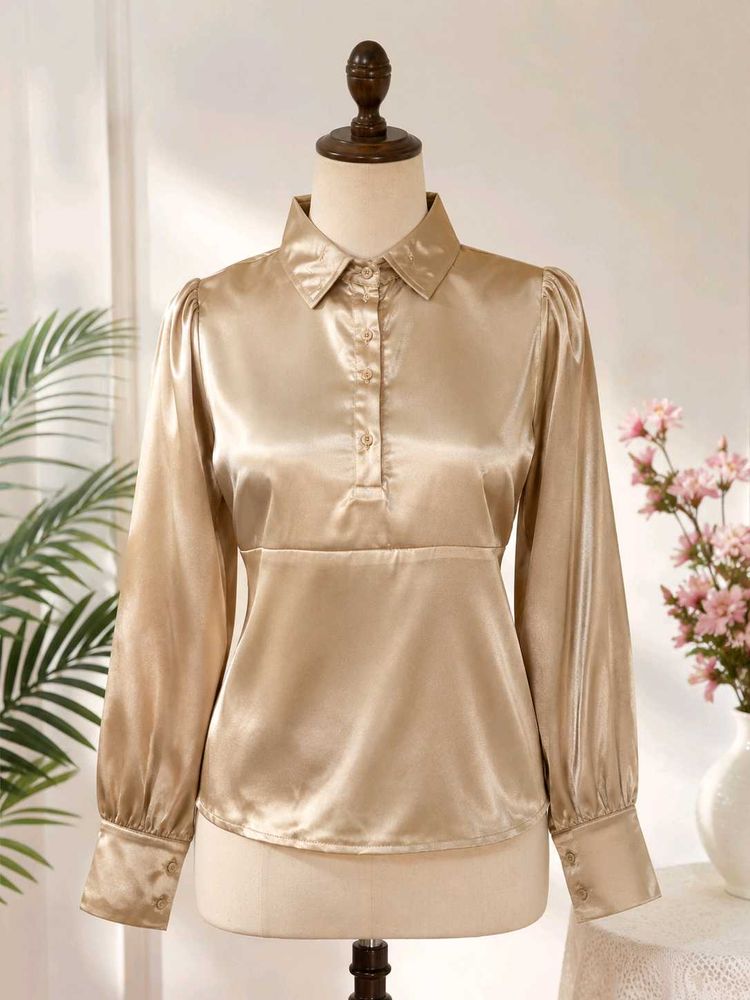 Elegant Satin Button-Up Shirt