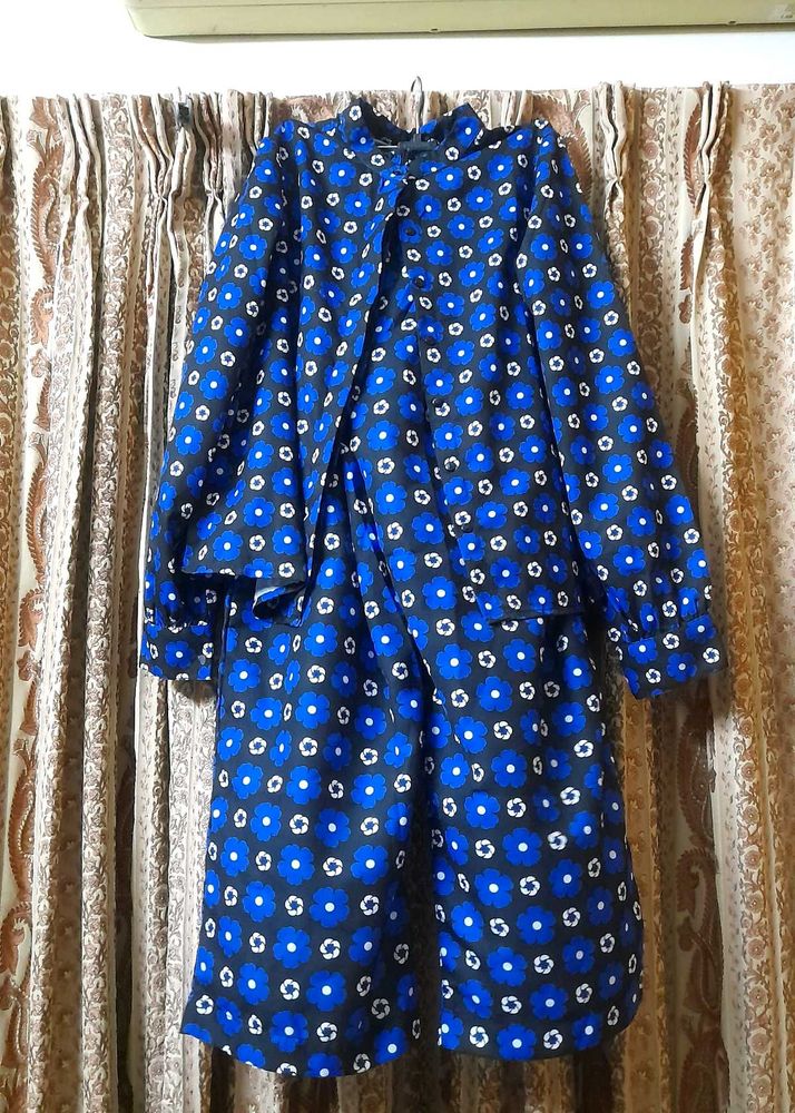 Polyester Blue Floral Print Co-ord Set