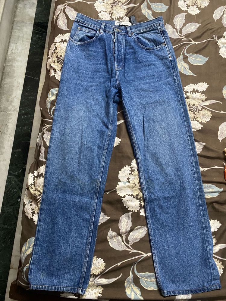 Zara Wide Leg Jeans - Blue Denim
