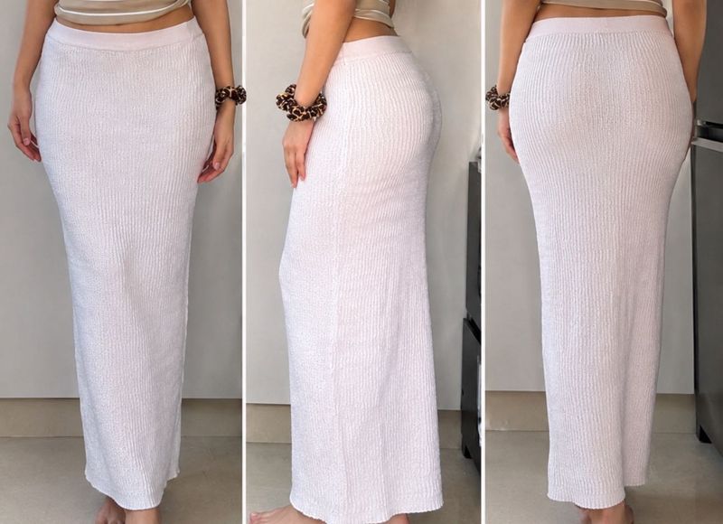 PINK MERMAID Textured Midi Skirt