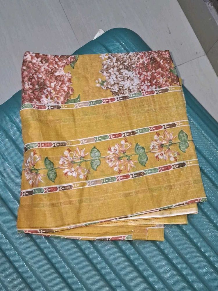 Elegant Yellow Floral Saree