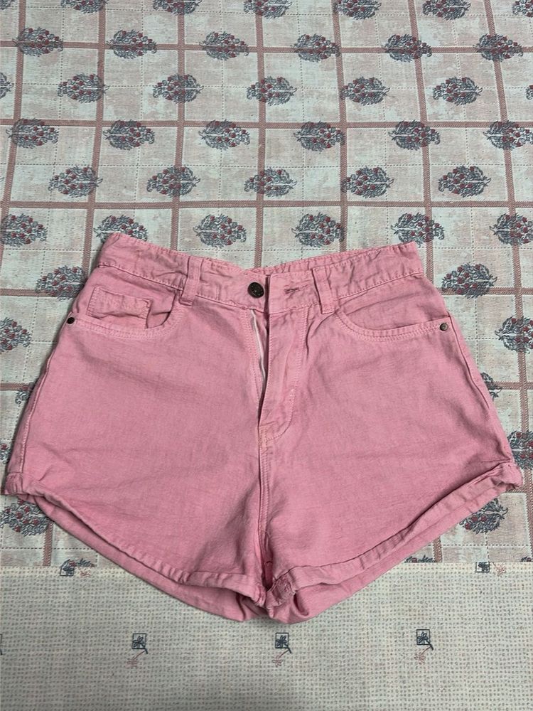 Pink Denim Shorts