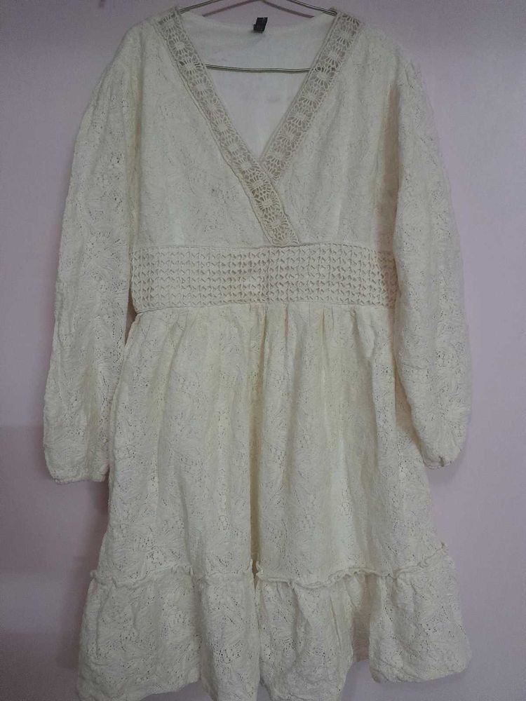 Off-white All-over Lace Vintage Summer Dres