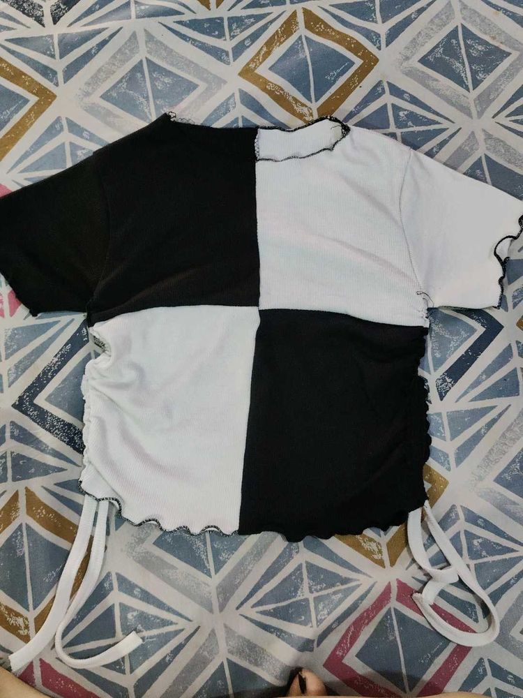 Two-Tone Cinched T-Shirt