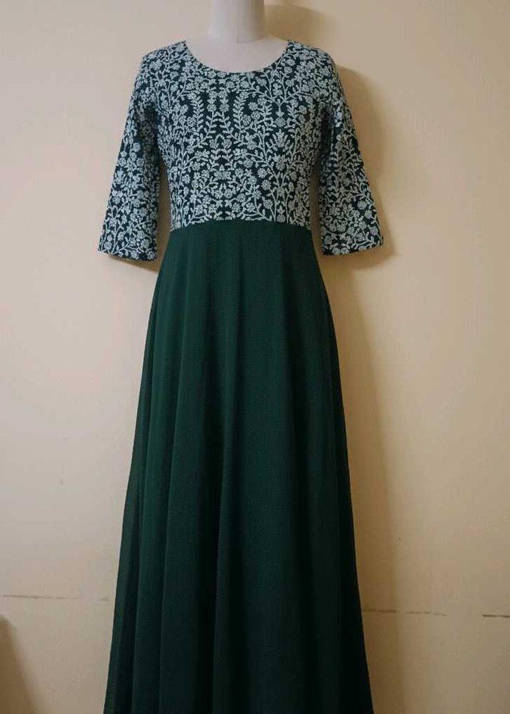 Green Embroidered Ethnic Gown