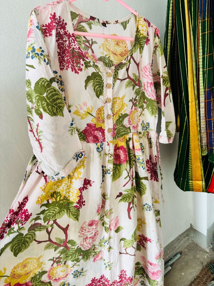 Floral Print Cotton Kurta