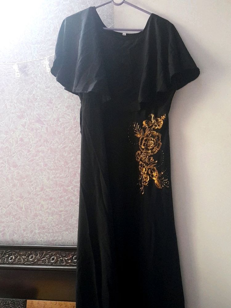 Black GOWN With GOLDEN DESIGN