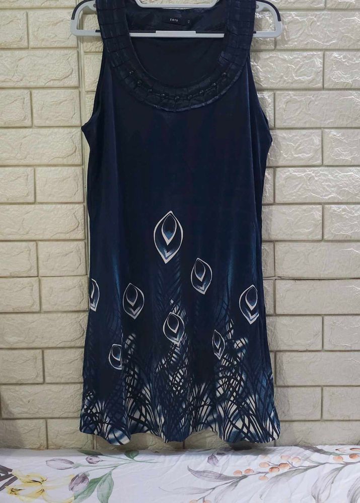 Zero Peacock Print Sleeveless Tunic Dress