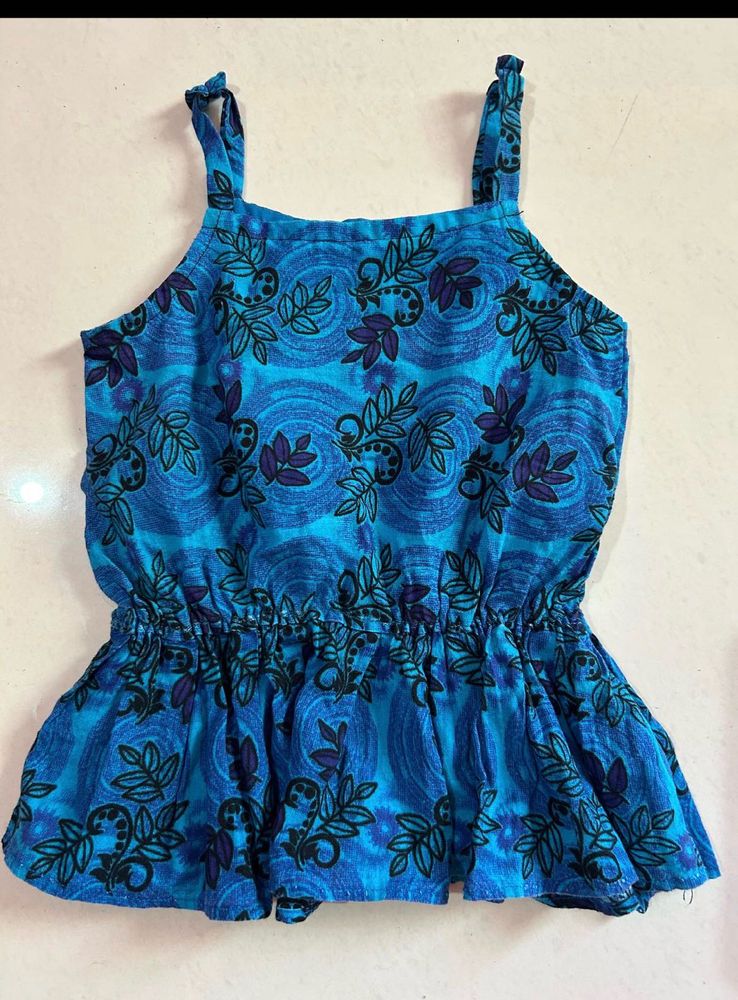 Vibrant Blue Floral Peplum Top