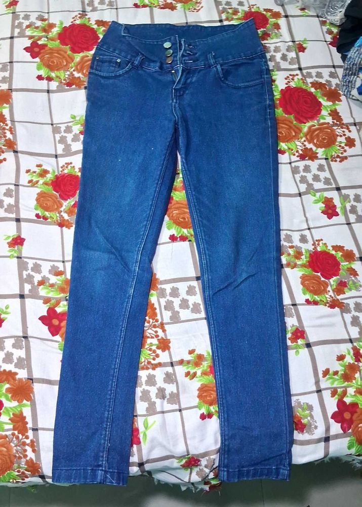 Blue High-Waisted Denim Jeans