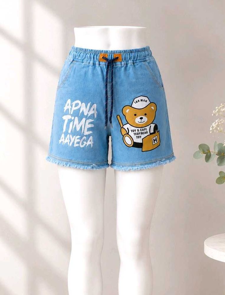 Cute Teddy Bear Denim Shorts