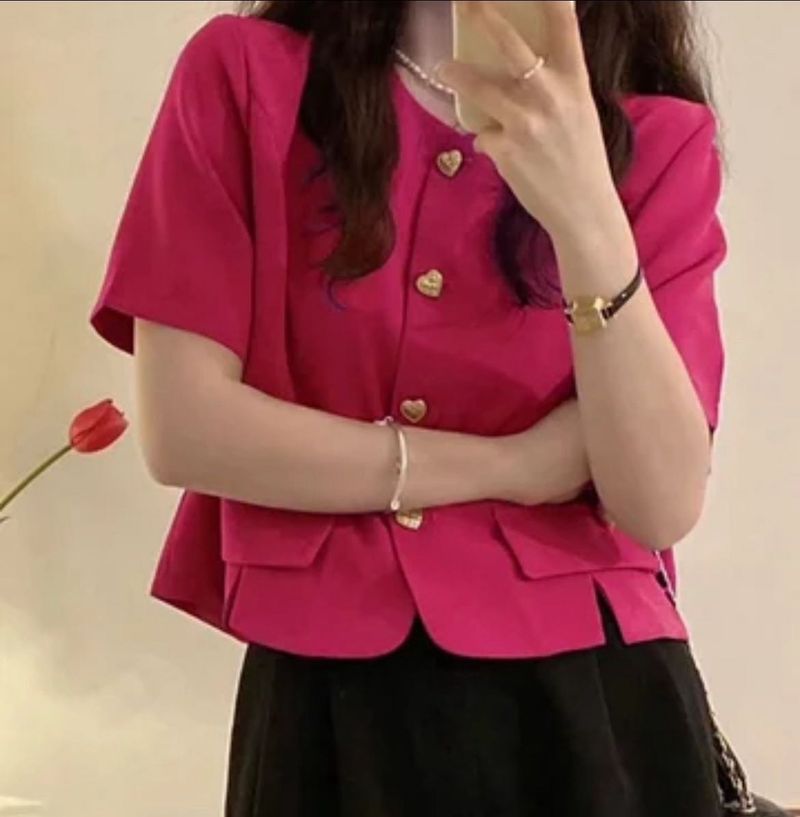 Pink Heart Button Blouse