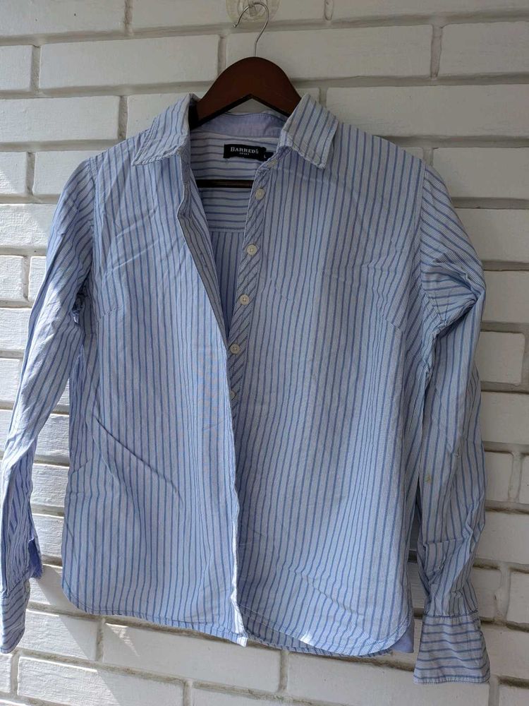 Blue Striped Button-Down Shirt