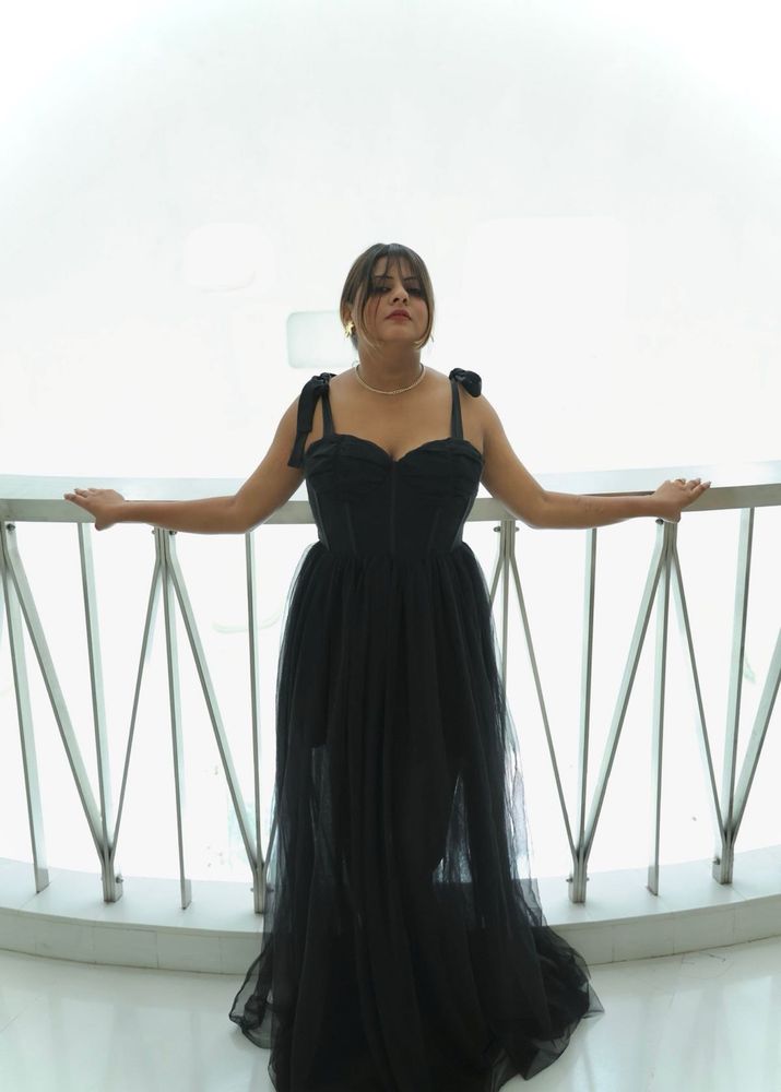 Elegant Black Tulle Corset Dress