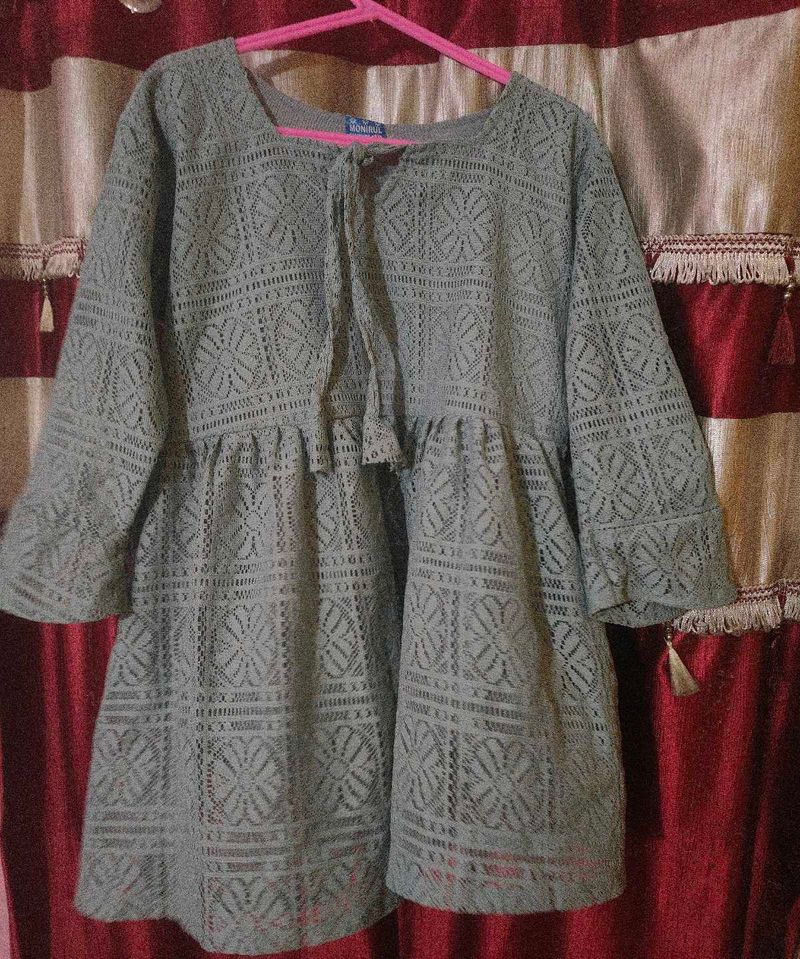 Elegant Grey Lace Kurta
