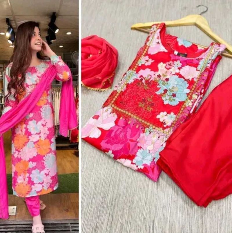 Floral Print Kurta Set with Dupatta