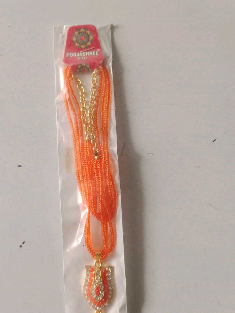 Pooja Shree Orange Chain Necklace