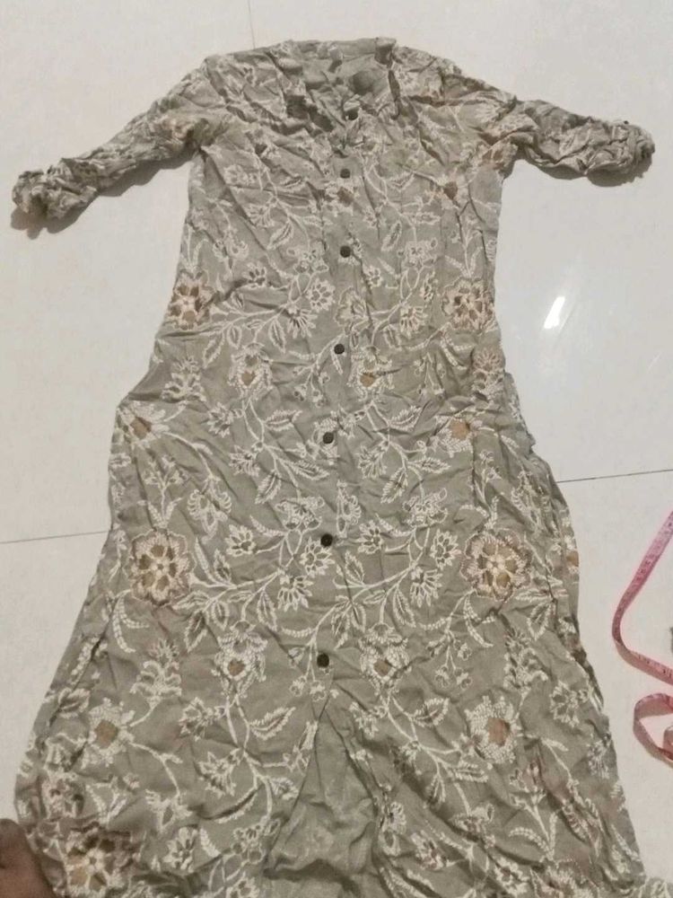 Boho Floral Print Button-Down Kurta