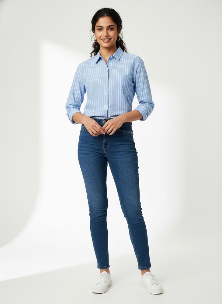 Classic Blue Striped Button-Up Shirt
