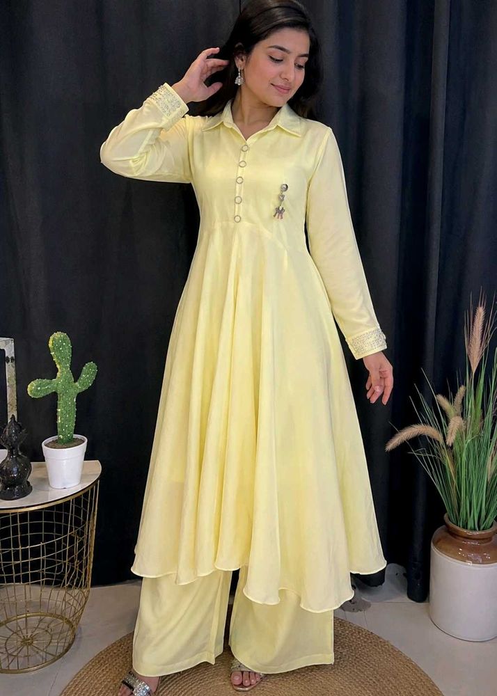 Elegant Yellow Kurta Set with Palazzo