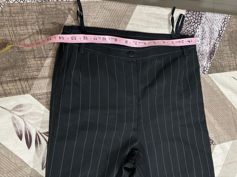 pair of  - Striped Wide Leg Pants