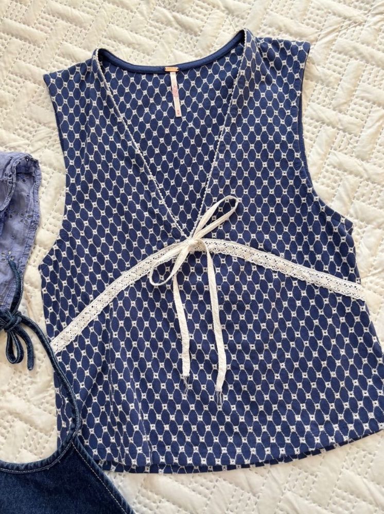 Blue Patterned Tank Top