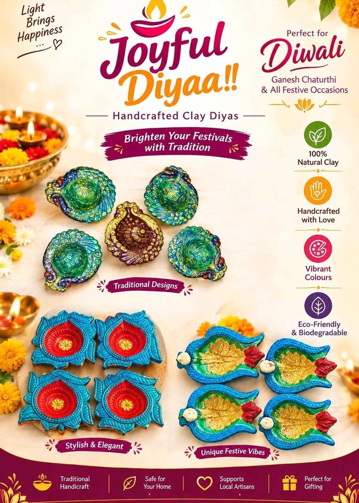 Handcrafted Clay Diyas for Festivals