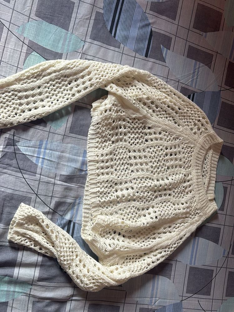 Cream Crocheted Sweater