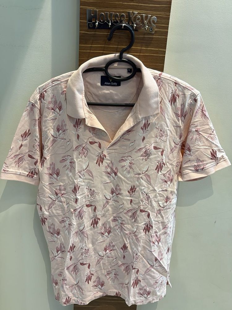 Allen Solly Men's Pink Floral Polo Shirt