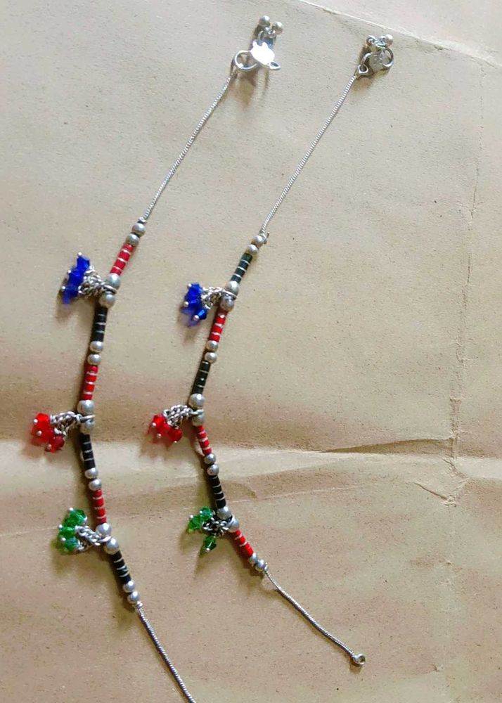 Boho Beaded Anklets with Charms