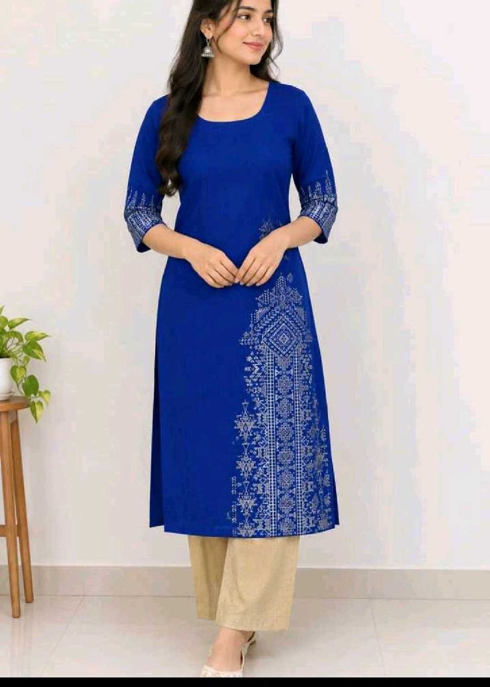 Royal Blue Kurta with Silver Print