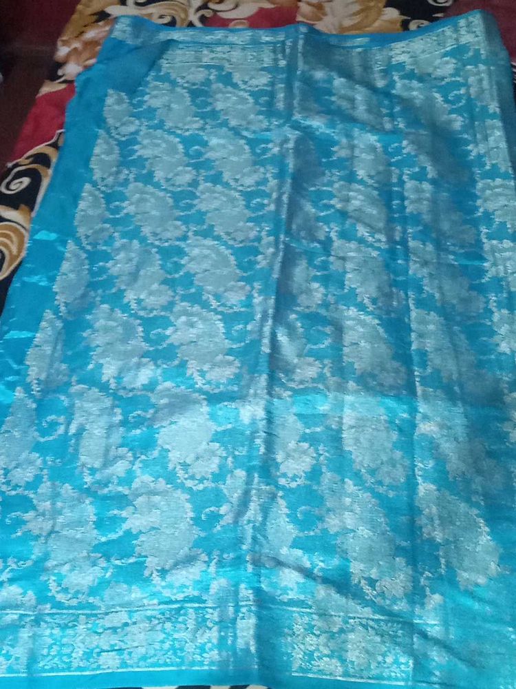 Stunning Blue Banarasi Silk Saree