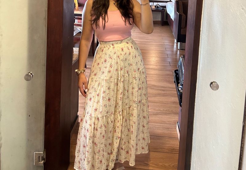 Boho Floral Tiered Maxi Skirt