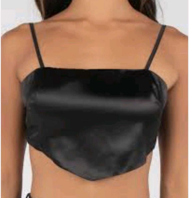 Chic Black Satin Cami Top