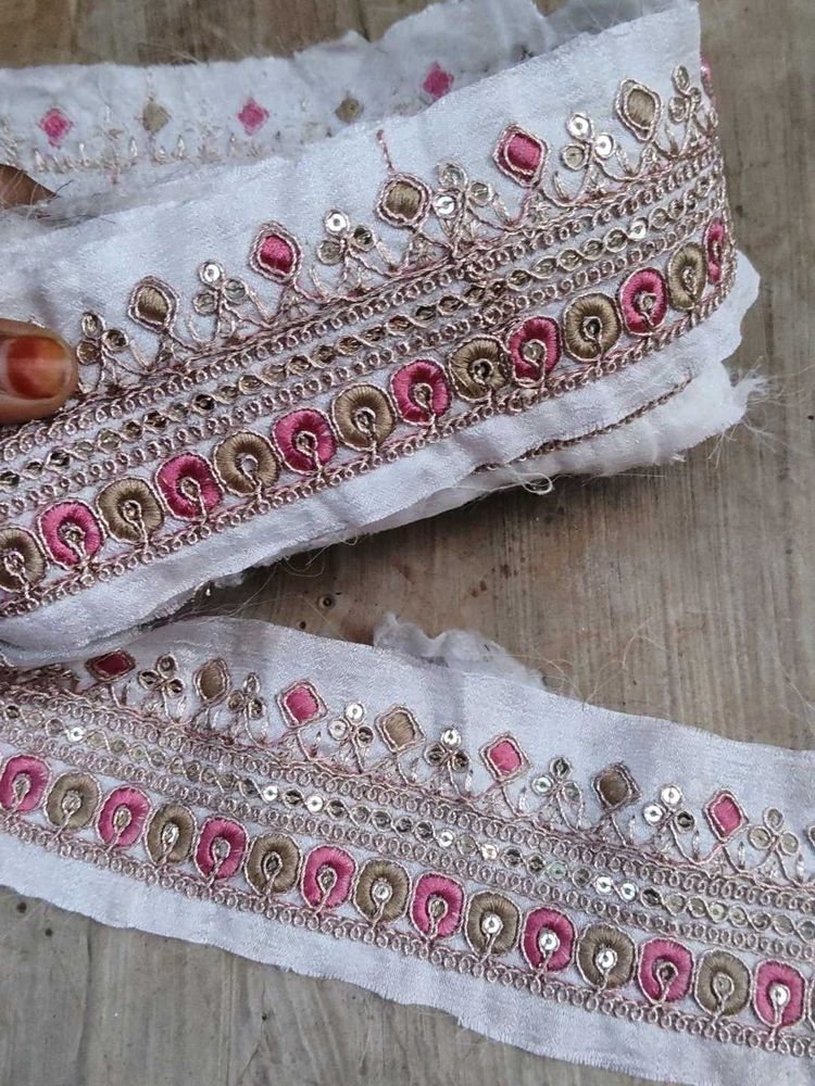 Embroidered Lace Trim with Sequins