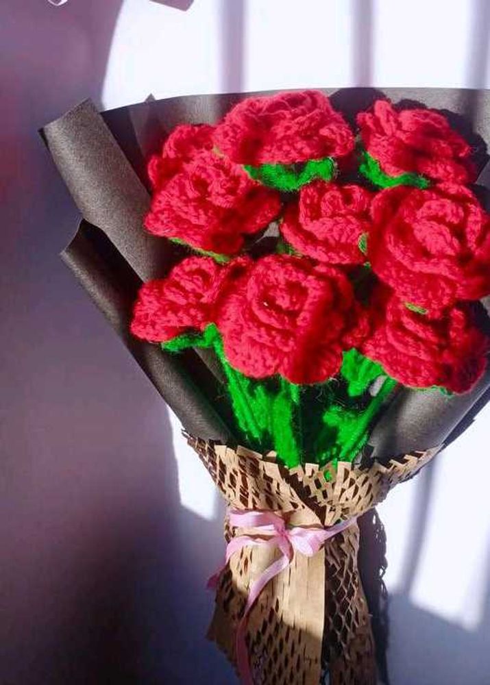 Red Crochet Rose Bouquet 🌹💐💐💐