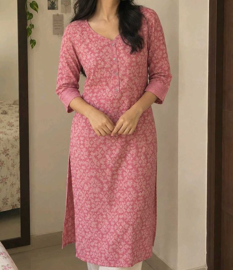 Pink Floral Print Kurta