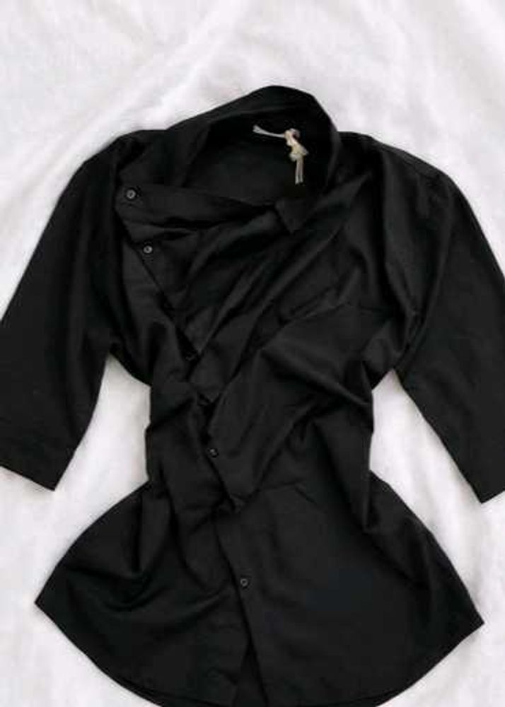 Asymmetric Black Button-Up shirt anime edition