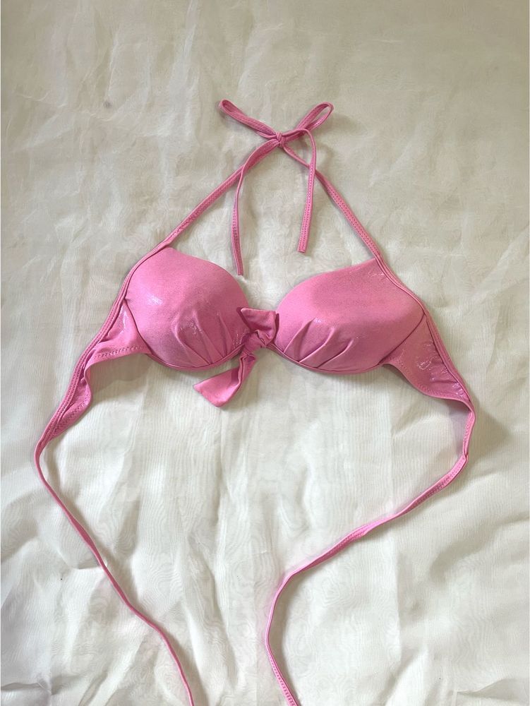 Sparkly Pink Halter Bikini Top