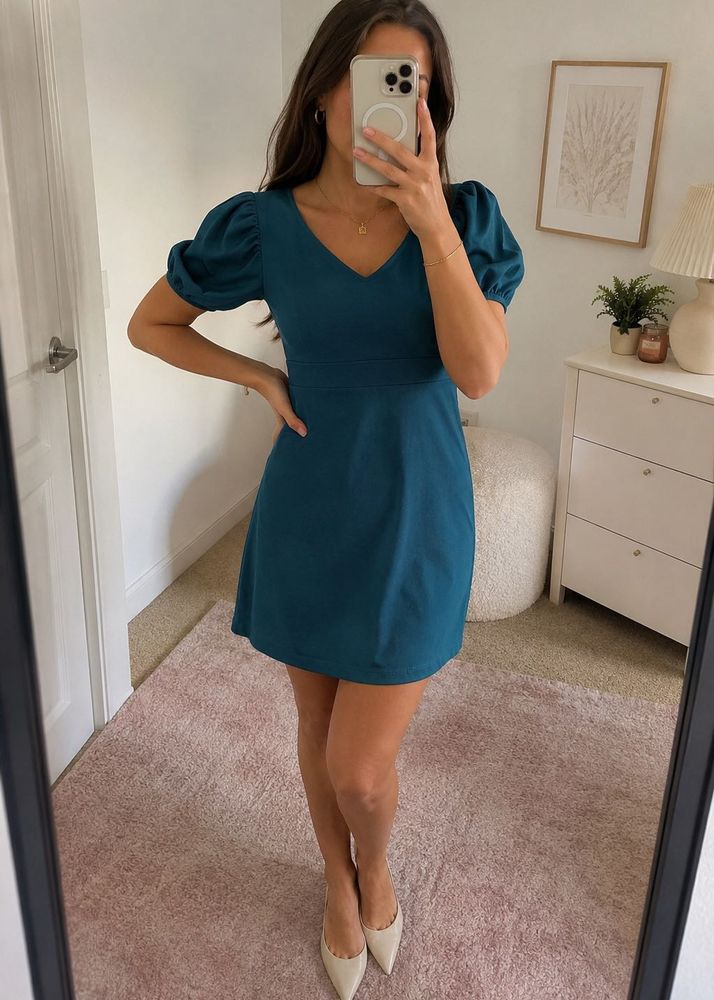 Teal Bodycon Backless Dress