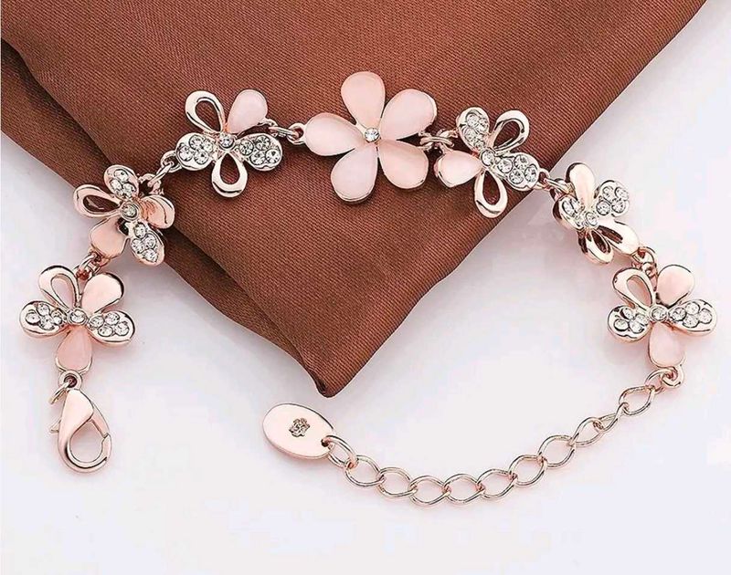 Rose Gold Flower Charm Bracelet