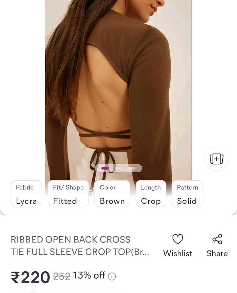 Ribbed Open Back Tie Crop Top