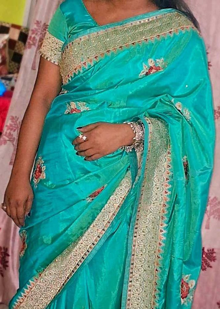 🦚Elegant Teal Saree🦚