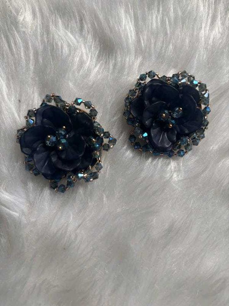 Floral Beaded Earrings and Ring