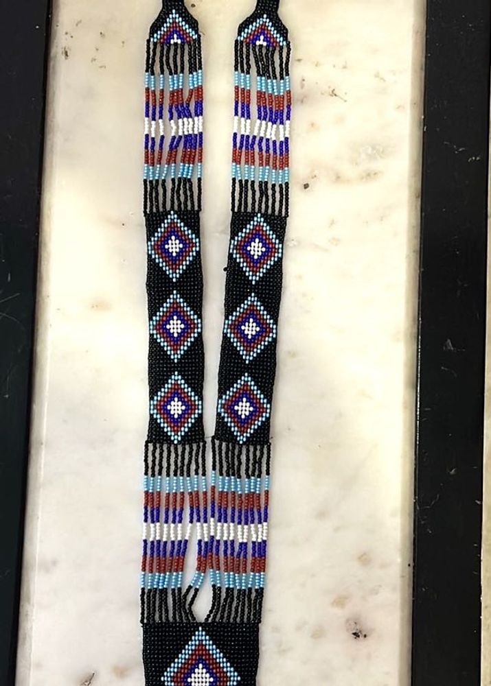 Beaded Necklace with Geometric Design