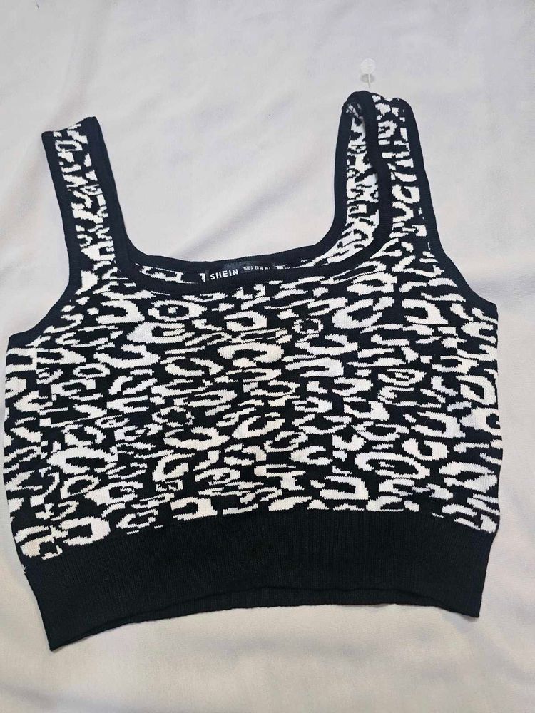 Shein Leopard Knit Crop Top