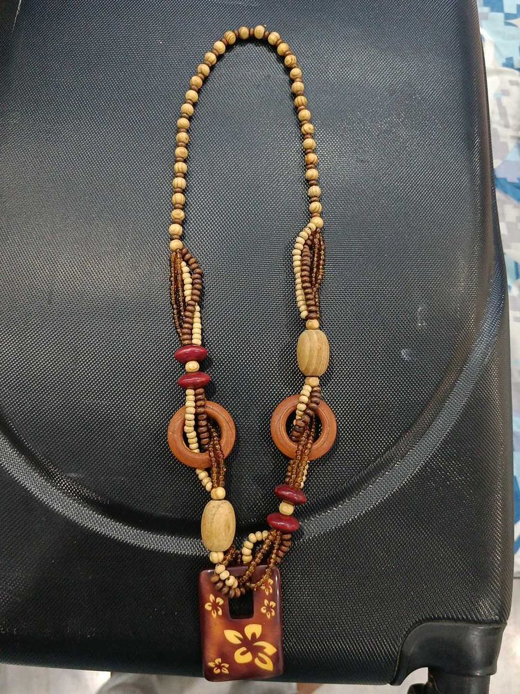 Boho Wooden Beaded Necklace