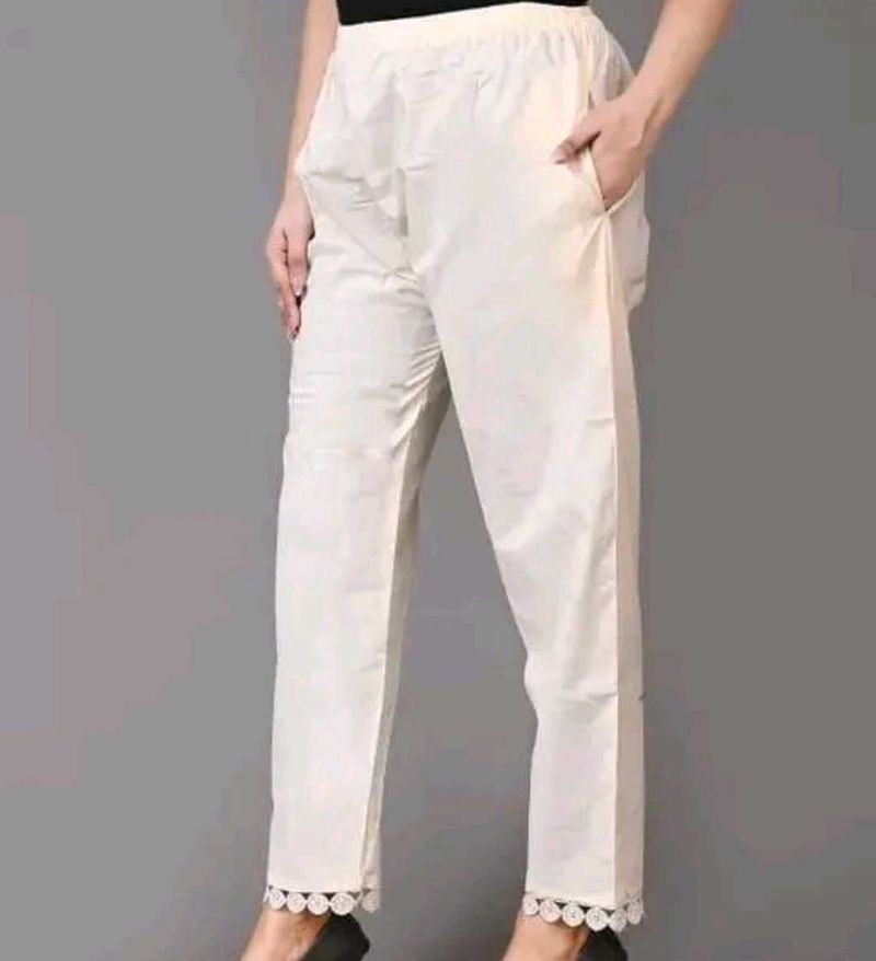 💝 White Ethnic Pants with Lace Detail 💝