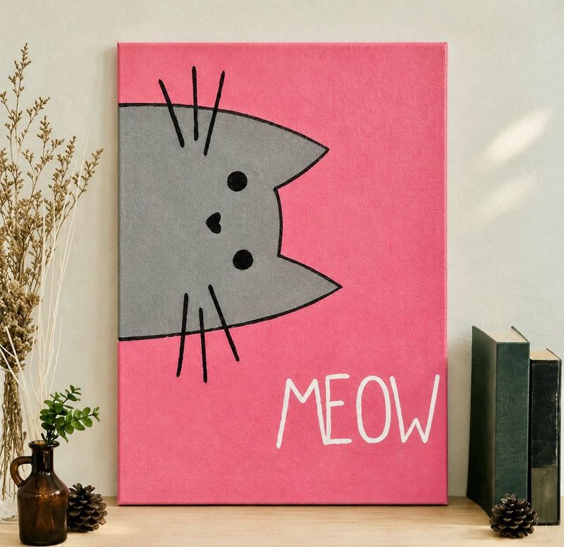Cute Cat "Meow" Canvas Painting 🐱