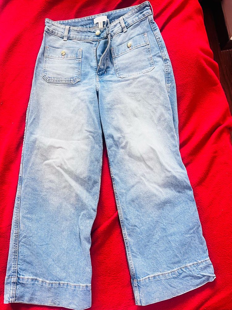 Light Wash Wide Leg Denim Jeans